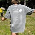 French Bulldog Facts Nutrition Frenchie Lover Women's Comfort Colors T-Shirt Back Print Grey
