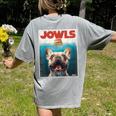 Tan Frenchie Jowls Fawn French Bulldog Mom Top Dad Women's Comfort Colors T-Shirt Back Print Grey