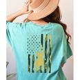 Camo US Flag French Bulldog Frenchie Patriot Dog Lover Women's Comfort Colors T-Shirt Back Print Chalky Mint