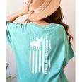 French Bulldog American Flag Frenchie Dog Women's Comfort Colors T-Shirt Back Print Chalky Mint