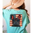 French Bulldog Dog Motif USA Patriot 4th Of July Women's Comfort Colors T-Shirt Back Print Chalky Mint