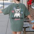 French Bulldog Mama Frenchie Dog Mom Women's Comfort Colors T-Shirt Back Print Moss