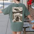 French Bulldog And UFO UFO And French Bulldog Selfie Women's Comfort Colors T-Shirt Back Print Moss