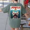 Tan Frenchie Jowls Fawn French Bulldog Mom Top Dad Women's Comfort Colors T-Shirt Back Print Moss