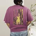 Camo US Flag French Bulldog Frenchie Patriot Dog Lover Women's Comfort Colors T-Shirt Back Print Berry