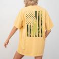 Camo US Flag French Bulldog Frenchie Patriot Dog Lover Women's Comfort Colors T-Shirt Back Print Mustard