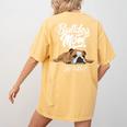 English Bulldog Apparel Bulldog Mom Life Is Ruff Women's Comfort Colors T-Shirt Back Print Mustard