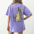 Camo US Flag French Bulldog Frenchie Patriot Dog Lover Women's Comfort Colors T-Shirt Back Print Violet