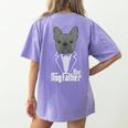 The Dogfather French Bulldog Dad Frenchie Papa T-Shirt Women's Comfort Colors T-Shirt Back Print Violet