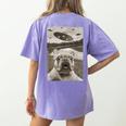 French Bulldog And UFO UFO And French Bulldog Selfie Women's Comfort Colors T-Shirt Back Print Violet