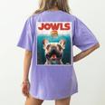 Tan Frenchie Jowls Fawn French Bulldog Mom Top Dad Women's Comfort Colors T-Shirt Back Print Violet