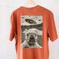 French Bulldog And UFO UFO And French Bulldog Selfie Women's Comfort Colors T-Shirt Back Print Yam
