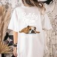 English Bulldog Apparel Bulldog Mom Life Is Ruff Women's Comfort Colors T-Shirt Back Print Ivory