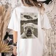 French Bulldog And UFO UFO And French Bulldog Selfie Women's Comfort Colors T-Shirt Back Print Ivory
