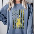 Camo US Flag French Bulldog Frenchie Patriot Dog Lover Comfort Colors Sweatshirt Blue Jean