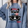 Chill The Fourth Out 4th Of July Cute French Bulldog Comfort Colors Sweatshirt Blue Jean