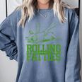 French Bulldog Rolling Fatties Dog Lover Puppy Owner Comfort Colors Sweatshirt Blue Jean