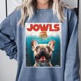 Tan Frenchie Jowls Fawn French Bulldog Mom Top Dad Comfort Colors Sweatshirt Blue Jean
