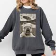 French Bulldog And UFO UFO And French Bulldog Selfie Comfort Colors Sweatshirt Pepper