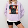 French Bulldog Dog Motif USA Patriot 4th Of July Comfort Colors Sweatshirt Orchid