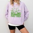 French Bulldog Rolling Fatties Dog Lover Puppy Owner Comfort Colors Sweatshirt Orchid