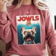 Tan Frenchie Jowls Fawn French Bulldog Mom Top Dad Comfort Colors Sweatshirt Crimson