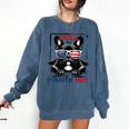 Chill The Fourth Out 4th Of July Cute French Bulldog Comfort Colors Sweatshirt Denim