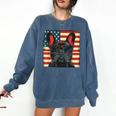 French Bulldog Dog Motif USA Patriot 4th Of July Comfort Colors Sweatshirt Denim