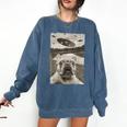 French Bulldog And UFO UFO And French Bulldog Selfie Comfort Colors Sweatshirt Denim
