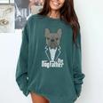 The Dogfather French Bulldog Dad Frenchie Papa T-Shirt Comfort Colors Sweatshirt Blue Spruce