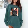 French Bulldog Dog Motif USA Patriot 4th Of July Comfort Colors Sweatshirt Blue Spruce