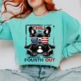 Chill The Fourth Out 4th Of July Cute French Bulldog Comfort Colors Sweatshirt Chalky Mint