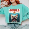 Tan Frenchie Jowls Fawn French Bulldog Mom Top Dad Comfort Colors Sweatshirt Chalky Mint