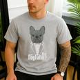 The Dogfather French Bulldog Dad Frenchie Papa T-Shirt Men's Casual T-Shirt Sport Grey