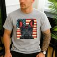 French Bulldog Dog Motif USA Patriot 4th Of July Men's Casual T-Shirt Sport Grey