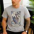 Frenchie Dog Mom Tarot Card French Bulldog Skeleton Mom Men's Casual T-Shirt Sport Grey