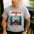 Tan Frenchie Jowls Fawn French Bulldog Mom Top Dad Men's Casual T-Shirt Sport Grey
