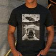 French Bulldog And UFO UFO And French Bulldog Selfie Men's Casual T-Shirt Dark Grey