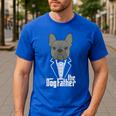 The Dogfather French Bulldog Dad Frenchie Papa T-Shirt Men's Casual T-Shirt Royal Blue