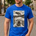 French Bulldog And UFO UFO And French Bulldog Selfie Men's Casual T-Shirt Royal Blue