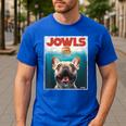 Tan Frenchie Jowls Fawn French Bulldog Mom Top Dad Men's Casual T-Shirt Royal Blue