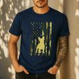 Camo US Flag French Bulldog Frenchie Patriot Dog Lover Men's Casual T-Shirt Navy