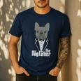 The Dogfather French Bulldog Dad Frenchie Papa T-Shirt Men's Casual T-Shirt Navy