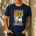 Drink Beer & Hang With My Frenchie French Bulldog Dad Men's Casual T-Shirt Navy