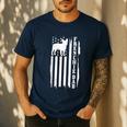 French Bulldog American Flag Frenchie Dog Men's Casual T-Shirt Navy