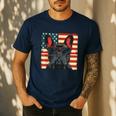 French Bulldog Dog Motif USA Patriot 4th Of July Men's Casual T-Shirt Navy