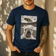 French Bulldog And UFO UFO And French Bulldog Selfie Men's Casual T-Shirt Navy