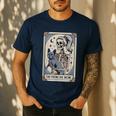 Frenchie Dog Mom Tarot Card French Bulldog Skeleton Mom Men's Casual T-Shirt Navy