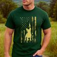 Camo US Flag French Bulldog Frenchie Patriot Dog Lover Men's Casual T-Shirt Forest