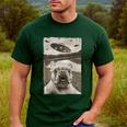 French Bulldog And UFO UFO And French Bulldog Selfie Men's Casual T-Shirt Forest